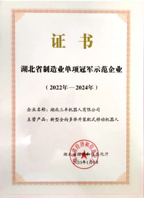 湖北省制造业单项冠军示范企业